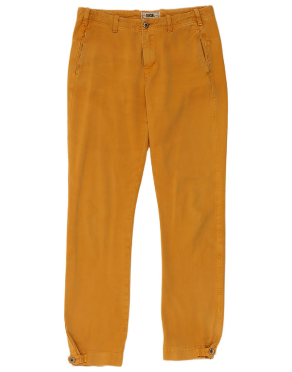 Calça chino reta feminina Diesel W27 L29 algodão amarelo