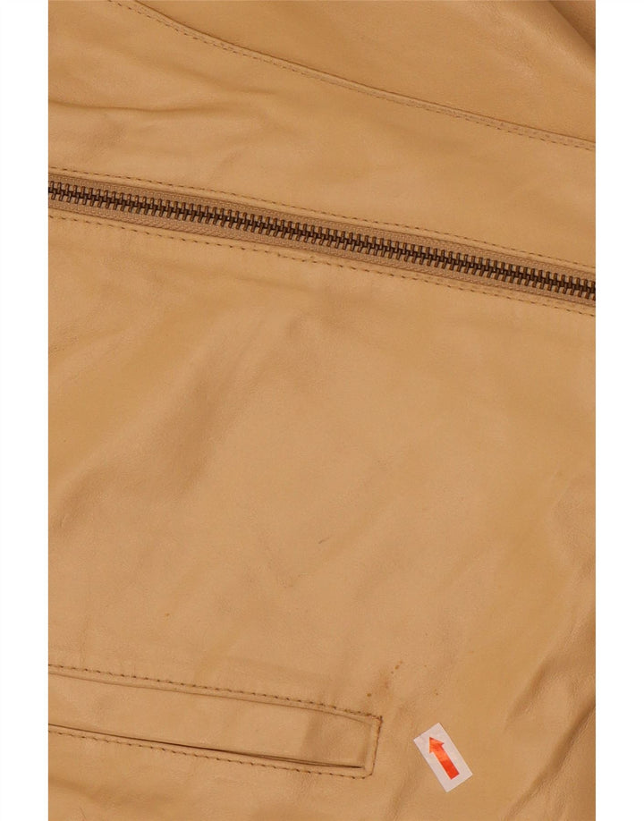 Jaqueta feminina de couro MOTIVI para motociclista Reino Unido 8 couro bege pequeno