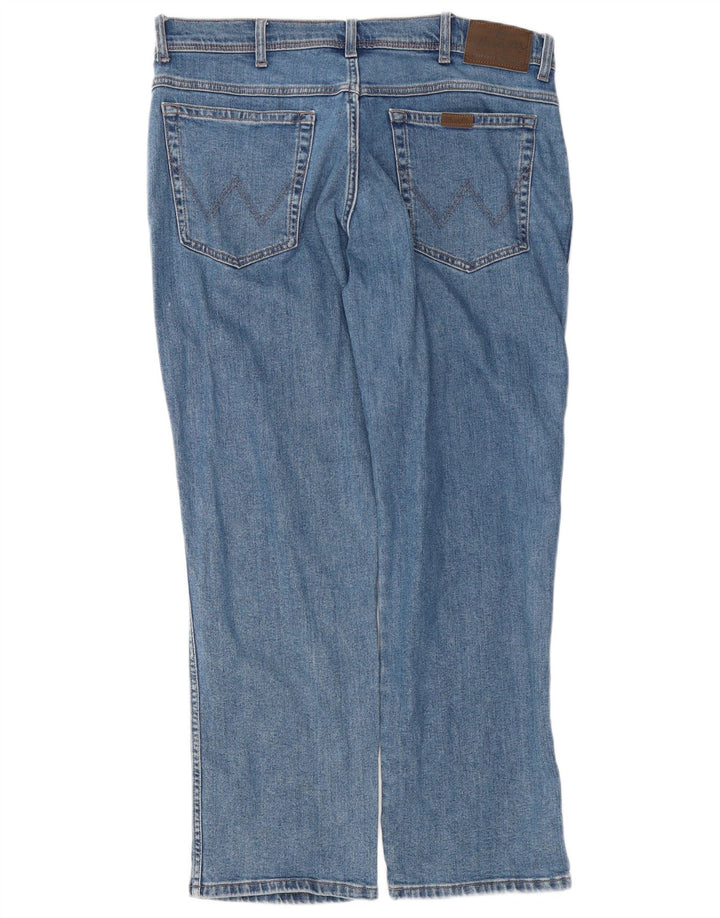 Wrangler Mens Regular Fit Straight Jeans W36 L30 Azul Algodão
