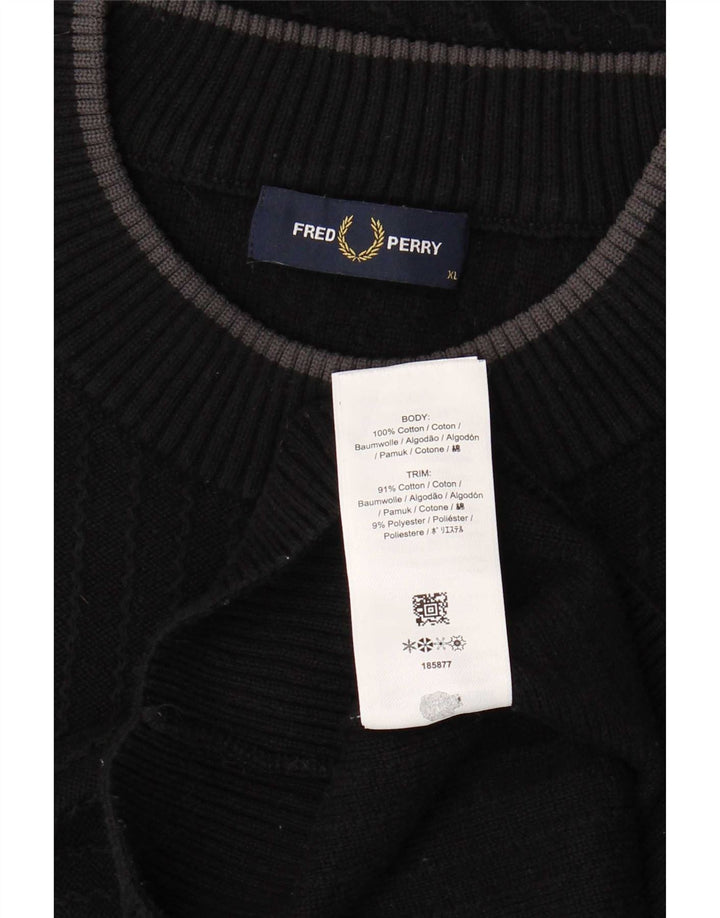 Fred Perry Suéter masculino com gola redonda XL algodão preto
