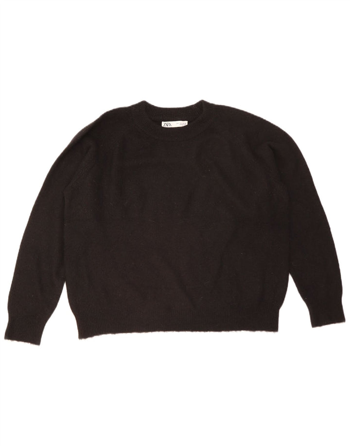Zara Suéter feminino oversized com gola redonda Reino Unido 16 grande preto