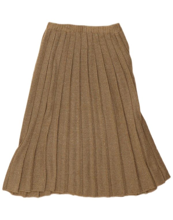 Saia plissada feminina vintage W24 XS marrom manchada