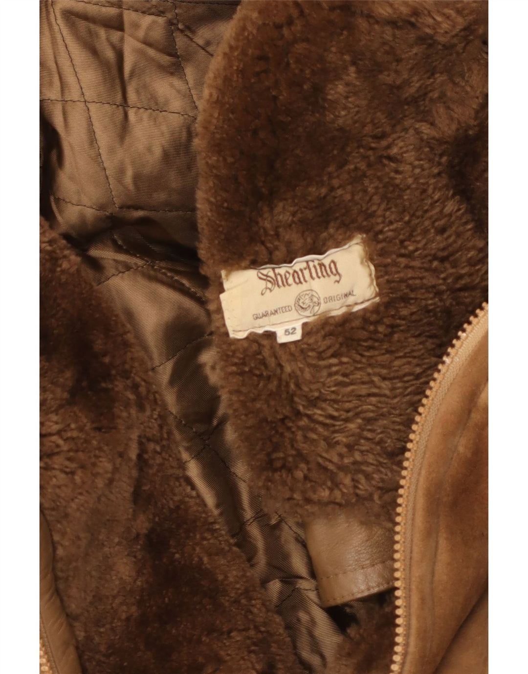 Jaqueta masculina vintage shearling IT 52 XL couro marrom