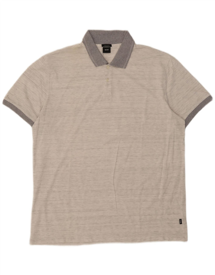 Camisa polo masculina Hugo Boss Regular Fit 2XL cinza manchada