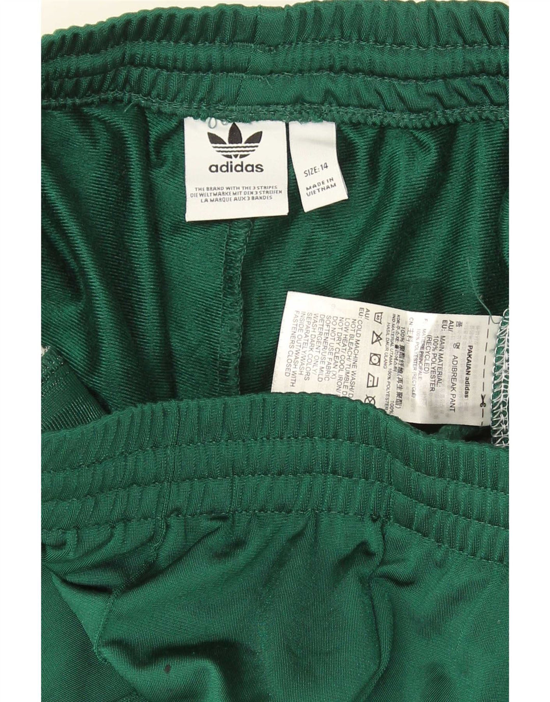Calça de treino feminina Adidas UK 14 poliéster colorblock verde médio
