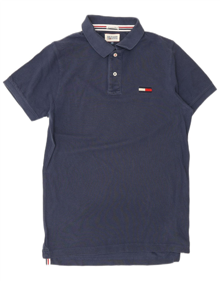 Camisa polo masculina Tommy Hilfiger alta média algodão azul marinho
