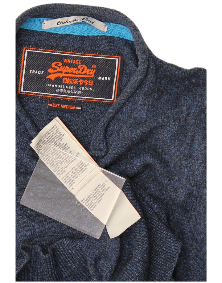 Suéter masculino Superdry com gola redonda, algodão manchado azul marinho médio