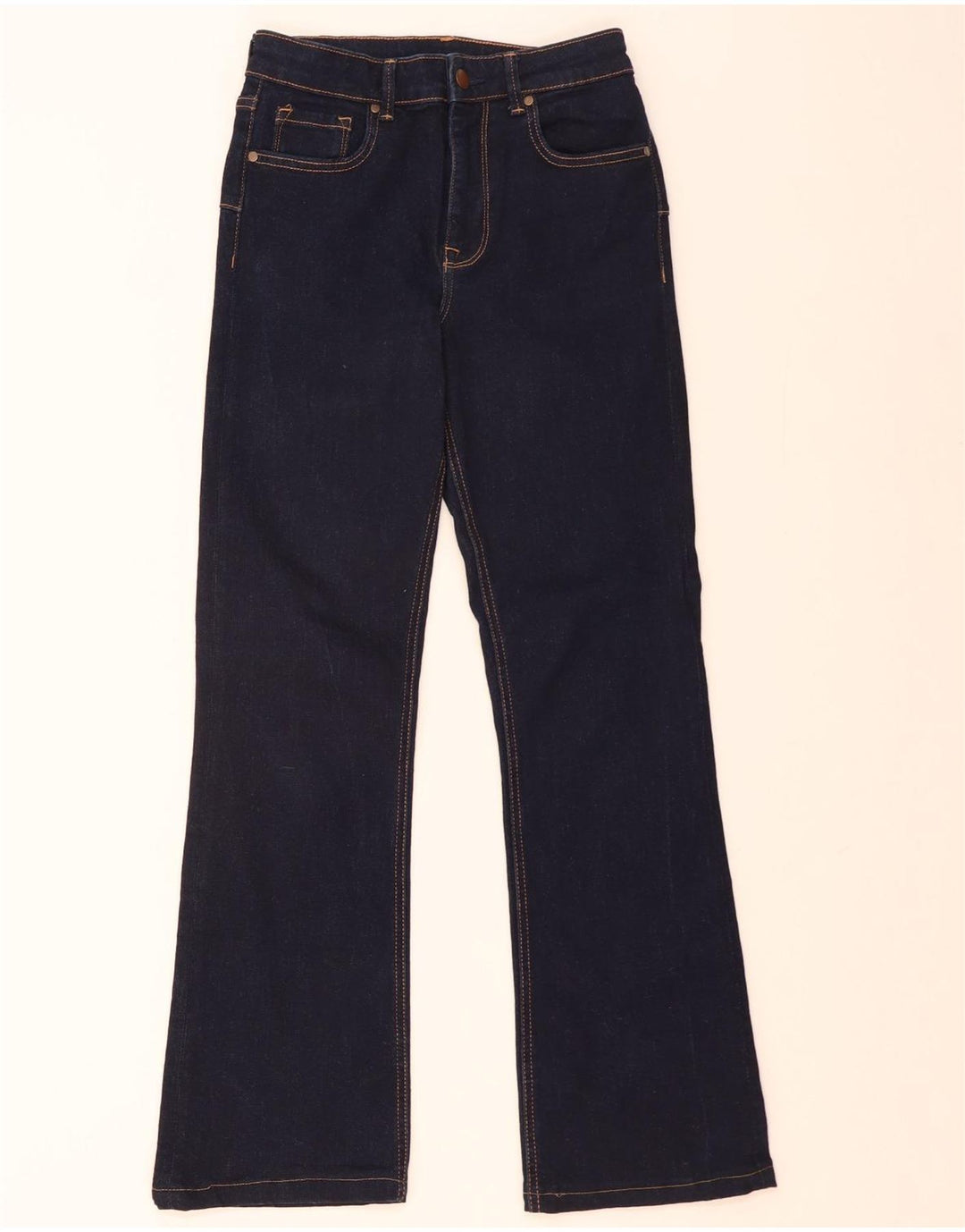 Zara Calça Jeans Feminina Flared EU 38 Pequeno W28 L29 Azul Marinho