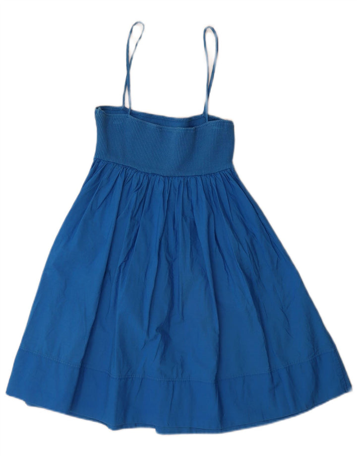Vestido de verão feminino Zara UK 8 pequeno algodão azul