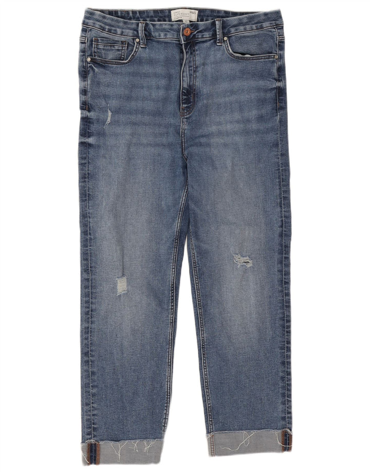 Calça jeans feminina Harper Straight da Marks & Spencer Reino Unido 16 grande W32 L25 azul