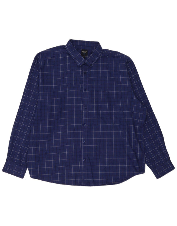 Camisa masculina de flanela James Pringle 2XL poliéster xadrez azul marinho