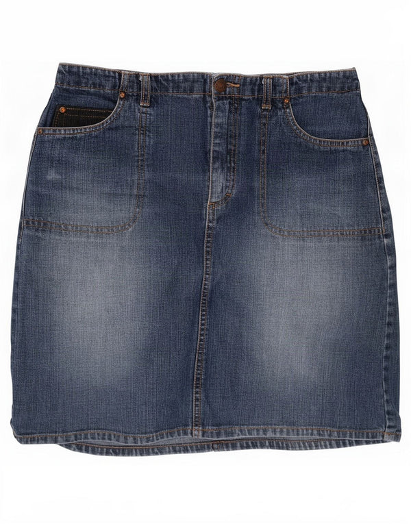 Mini saia jeans feminina Esprit UE 36 pequena W26 algodão azul