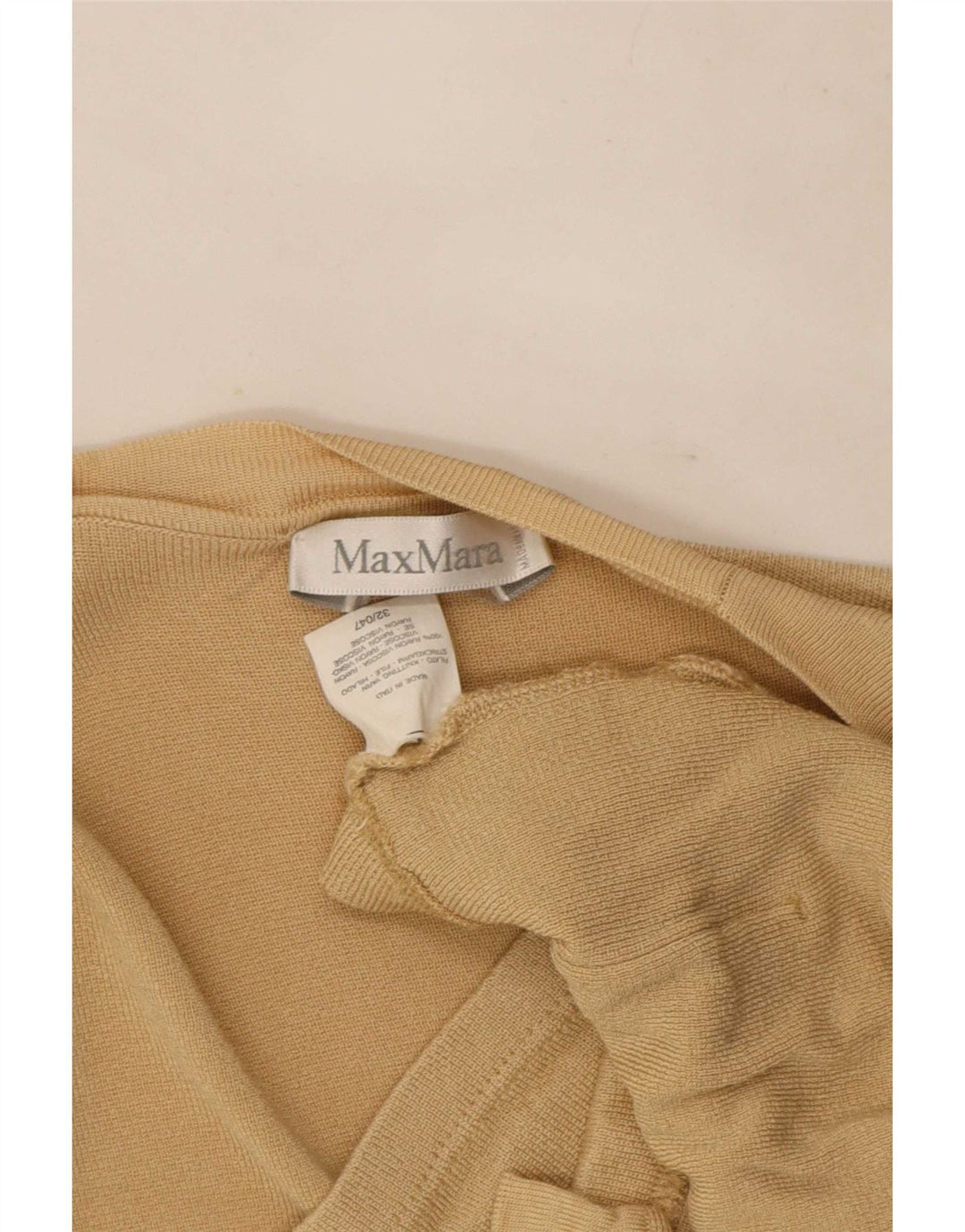 Suéter cardigã aberto de manga curta feminino Max Mara Reino Unido 14 médio bege