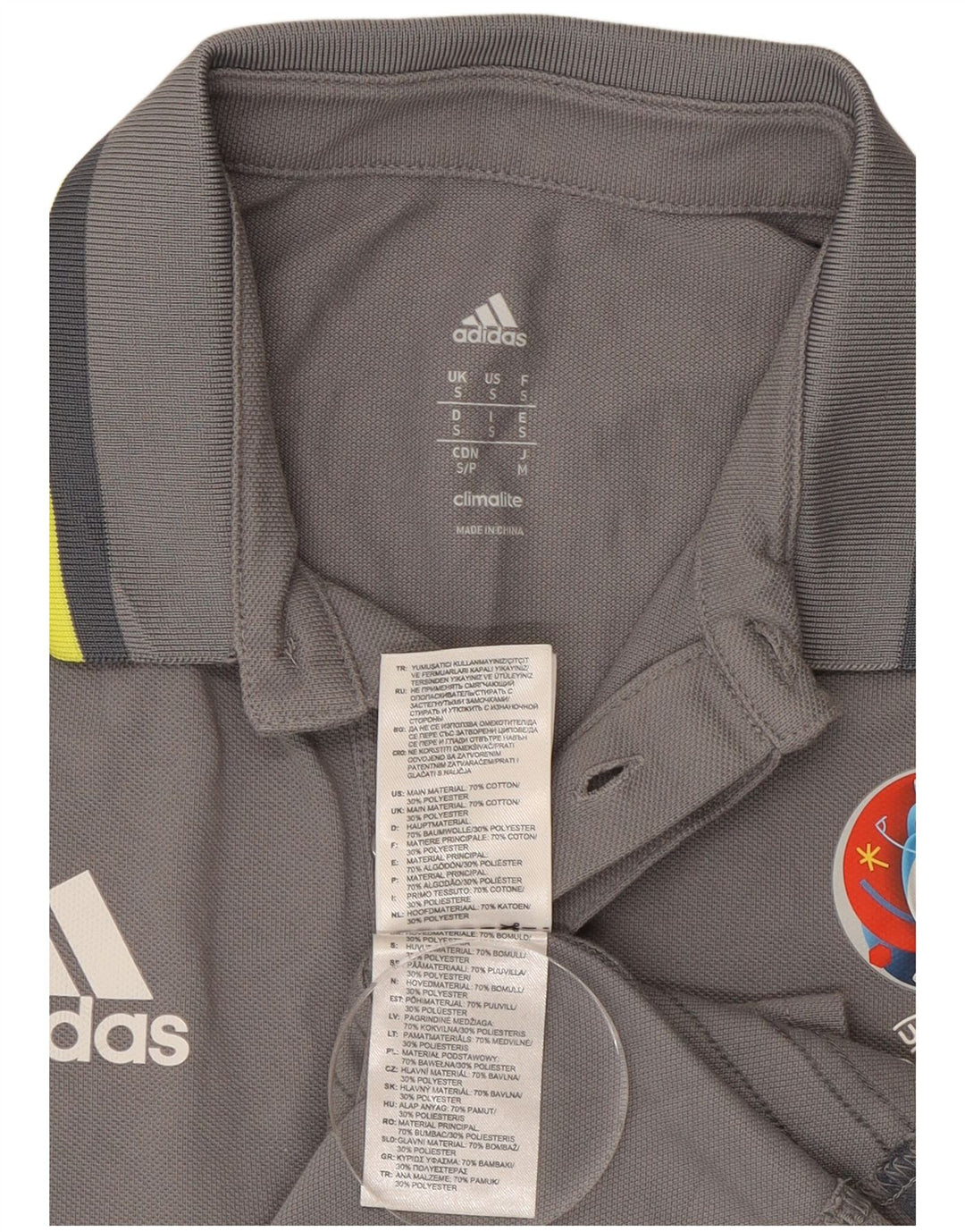 Adidas Mens Climalite Graphic Polo Shirt Pequeno Algodão Cinza