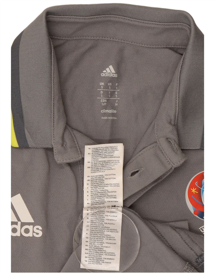 Adidas Mens Climalite Graphic Polo Shirt Pequeno Algodão Cinza