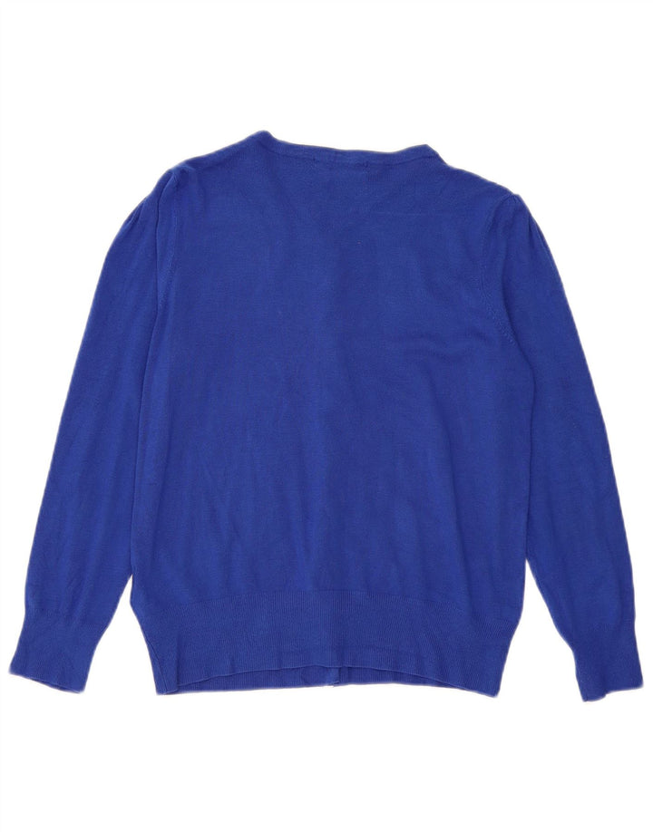 Suéter cardigã feminino Marks & Spencer UK 12 viscose azul médio