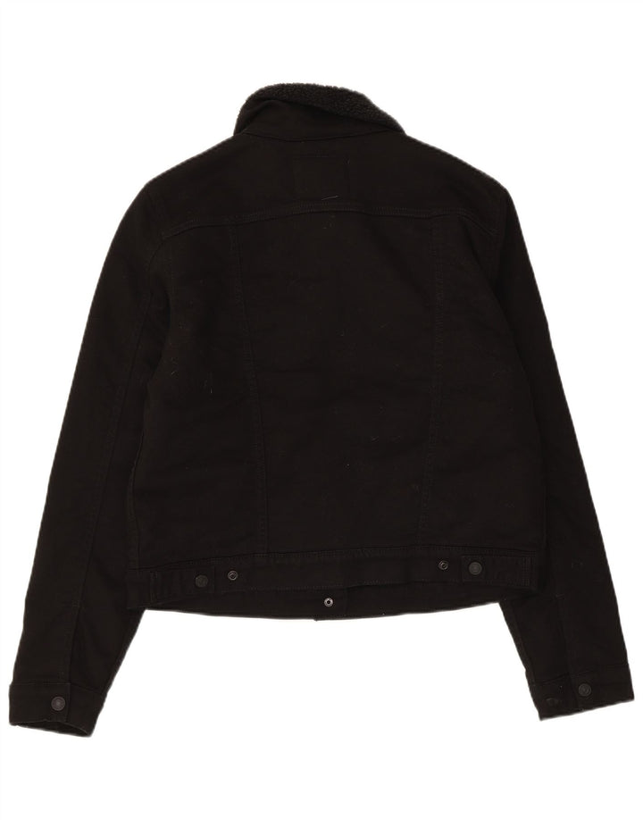 Jaqueta jeans feminina Levi's Sherpa Reino Unido 16 grande algodão preto