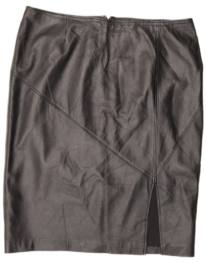 Saia de couro feminina vintage W42 3XL preta
