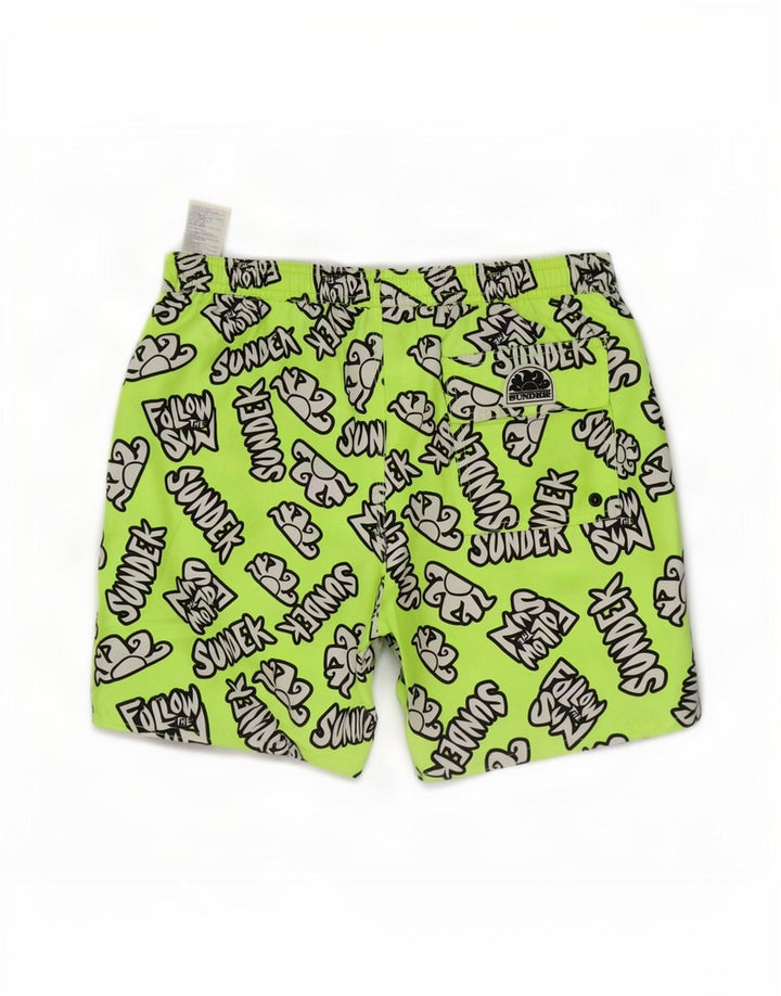 Sundek Mens Graphic Natação Shorts Poliéster Verde Médio