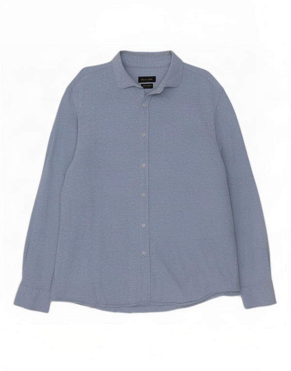 Camisa masculina Massimo Dutti 2XL algodão azul