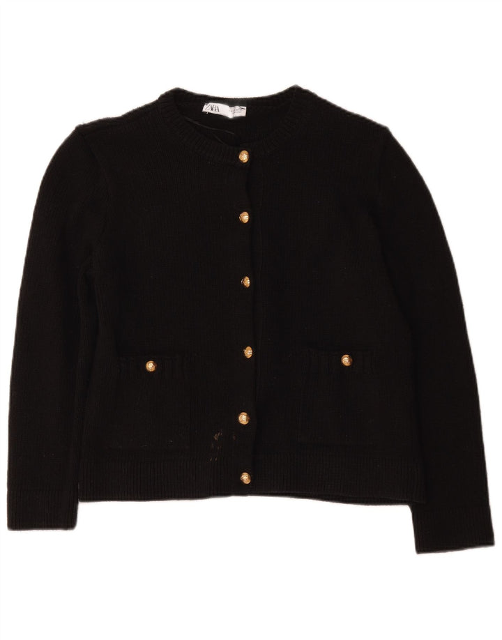 Suéter cardigã feminino Zara UK 14 poliéster preto médio