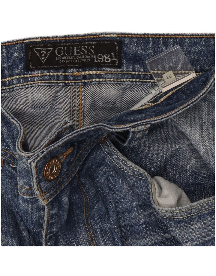 Guess Mens Straight Jeans W32 L29 Azul Algodão