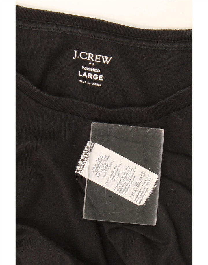 J. CREW Top feminino de manga comprida Reino Unido 16 grande algodão preto