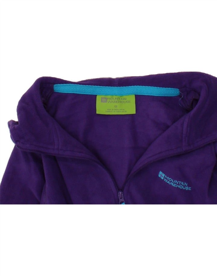 MOUNTAIN WAREHOUSE Girls Zip Neck Hooded Fleece Jumper 12-13 Years Purple Vintage Mountain Warehouse and Second-Hand Mountain Warehouse from Messina Hembry 