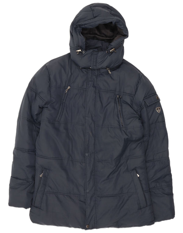 Jaqueta masculina acolchoada com capuz Lotto UK 44 2XL poliéster azul marinho