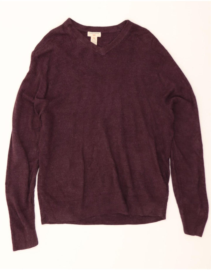 DOCKERS Mens V-Neck Jumper Sweater XL Burgundy Acrylic Vintage Dockers and Second-Hand Dockers from Messina Hembry 