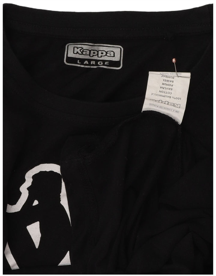 Camiseta gráfica masculina Kappa Top grande de algodão preto