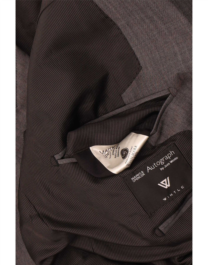 Jaqueta blazer masculina Marks & Spencer Autograph 1 botão Reino Unido 42 grande lã cinza