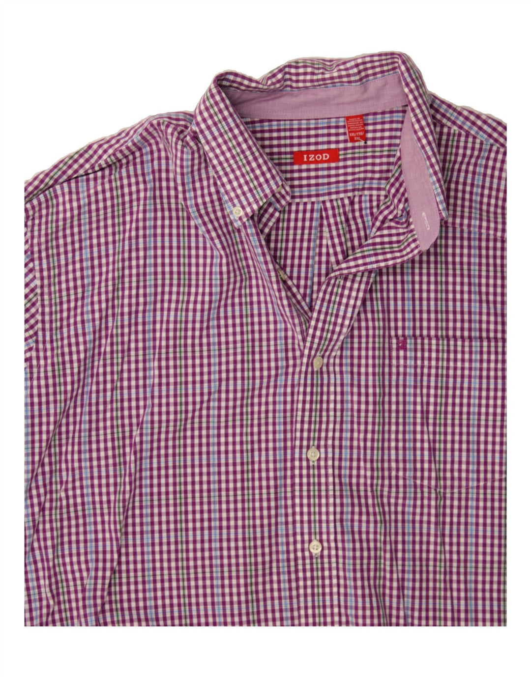 IZOD Mens Shirt 2XL Purple Check Cotton Vintage Izod and Second-Hand Izod from Messina Hembry 
