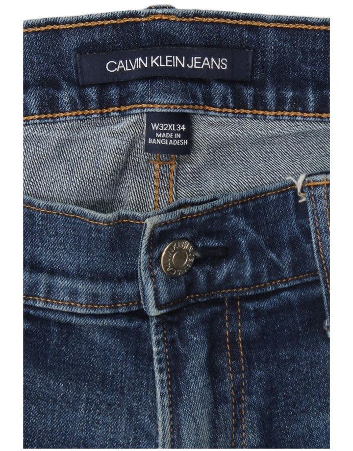 Calvin Klein Masculino Slim Jeans W32 L34 Azul Algodão