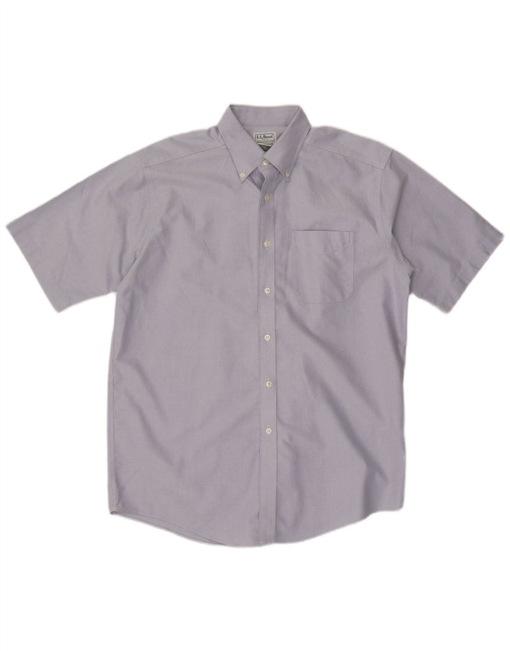 L.L.BEAN Camisa masculina de manga curta com ajuste tradicional tamanho 15 1/2 azul médio