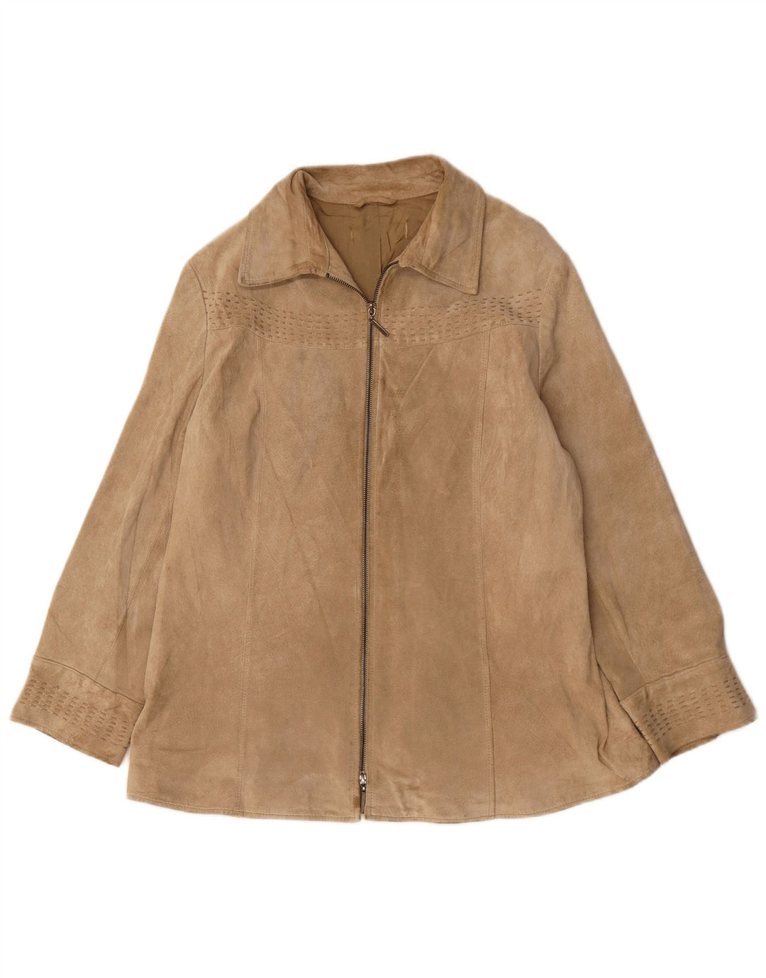 Jaqueta de camurça feminina VINTAGE UK 16 grande bege