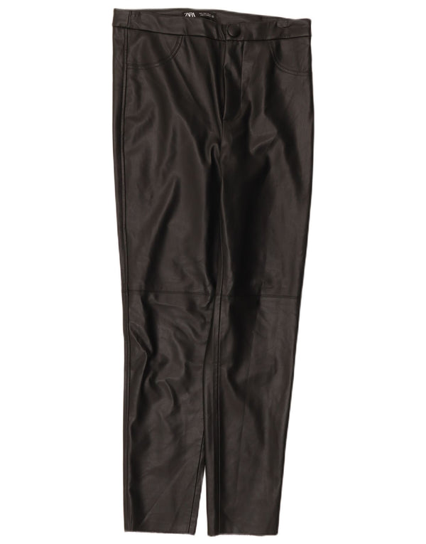 Zara Leggings femininas de couro sintético grandes W30 L28 poliuretano preto