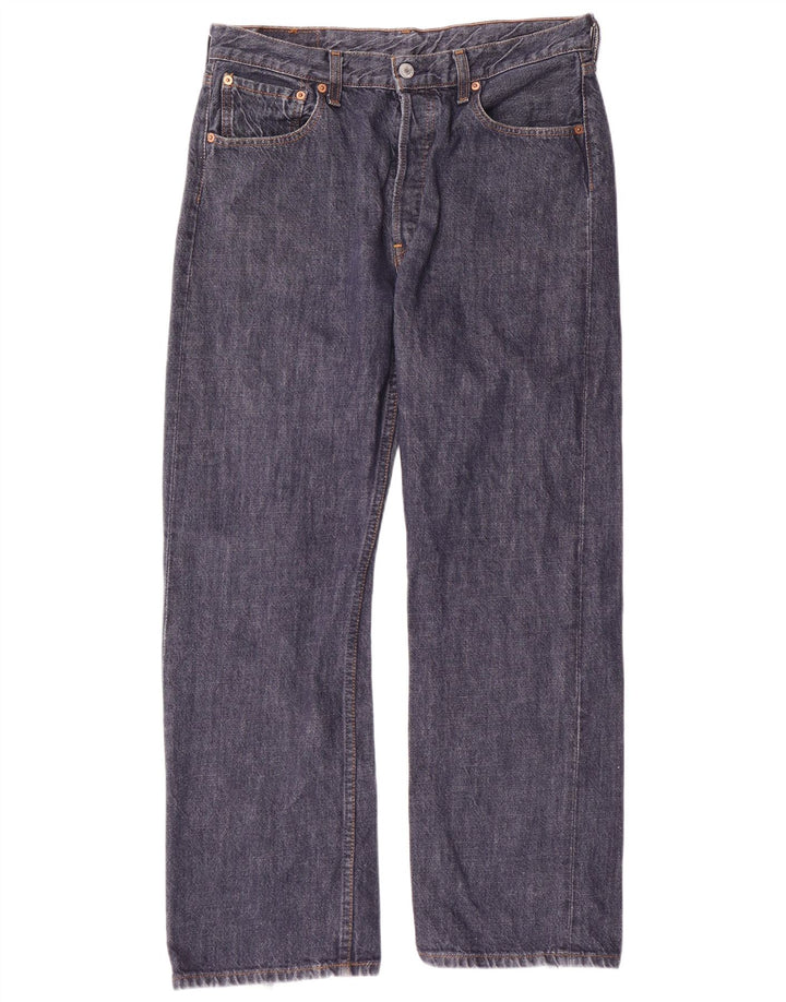 LEVI'S Masculino 501 Straight Jeans W34 L30 Azul Marinho Algodão