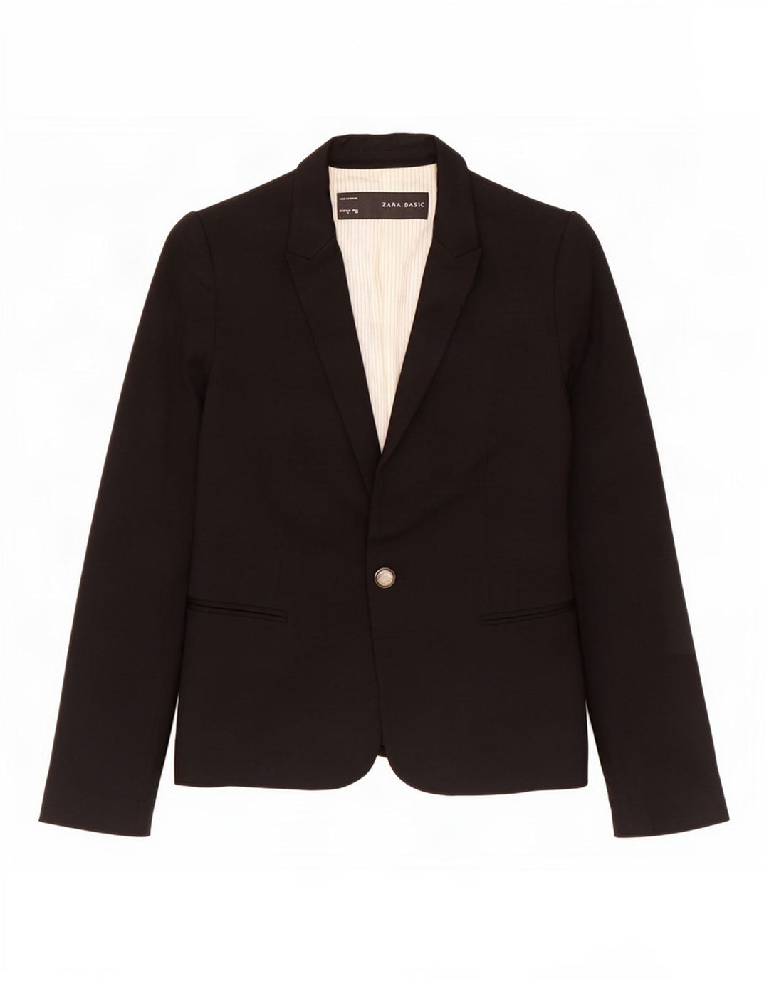 Jaqueta blazer feminina Zara com 1 botão Reino Unido 10 pequena viscose preta