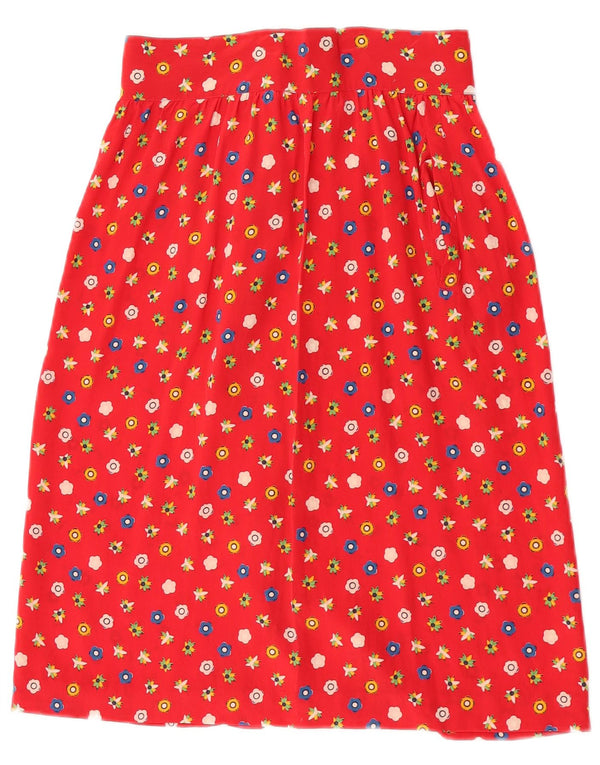 Saia midi feminina Alberto Aspesi cintura alta W24 XS seda floral vermelha