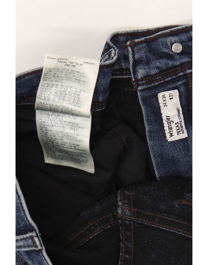 Wrangler Masculino Texas Straight Jeans W34 L29 Azul Algodão