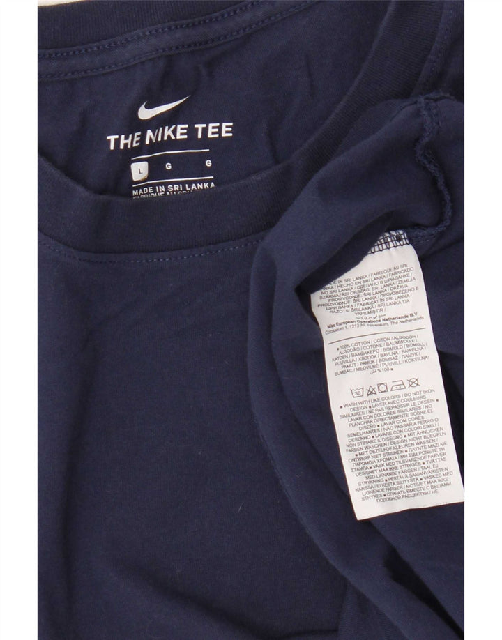 Camiseta gráfica masculina Nike grande algodão azul marinho