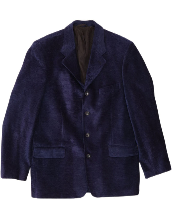 Jaqueta blazer masculina vintage com 4 botões Reino Unido 40 grande azul marinho