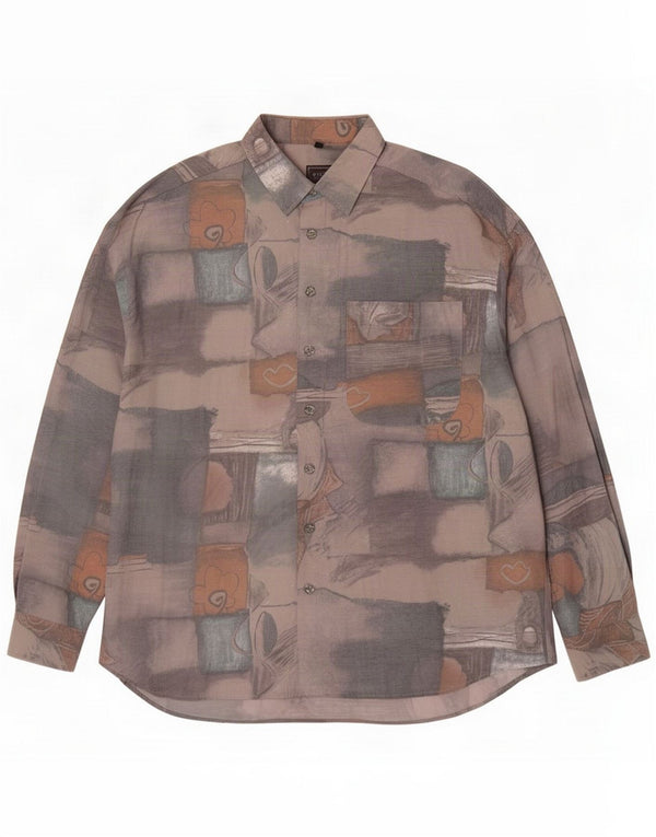 Club D'Amingo Mens Abstract Shirt Tamanho 45/46 2XL Multicolorido Moderno