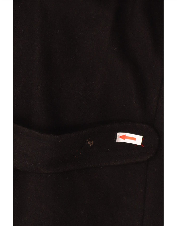 Casaco Duffle feminino com capuz Laura Ashley Reino Unido 12 lã preta média