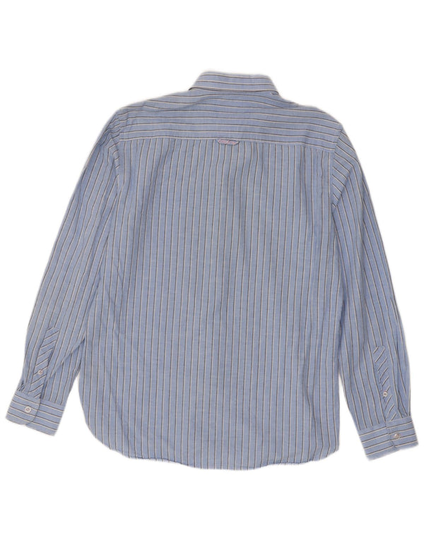 Camisa masculina slim fit da Crew Clothing algodão listrado azul médio