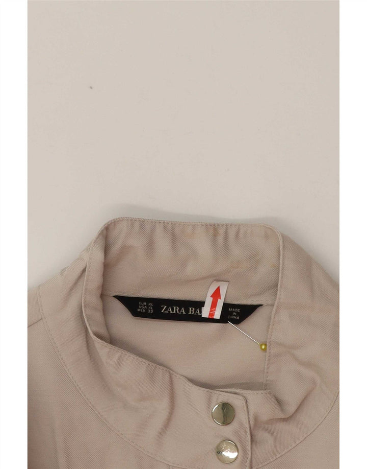 Jaqueta utilitária feminina Zara UK 18 XL bege viscose
