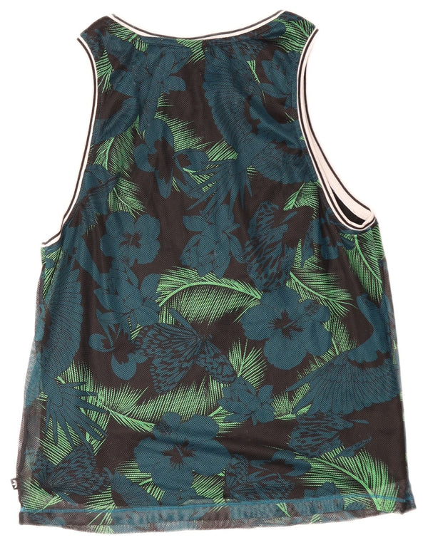 Adidas Womens Graphic Vest Top UK 8 Pequeno Preto Floral Poliéster