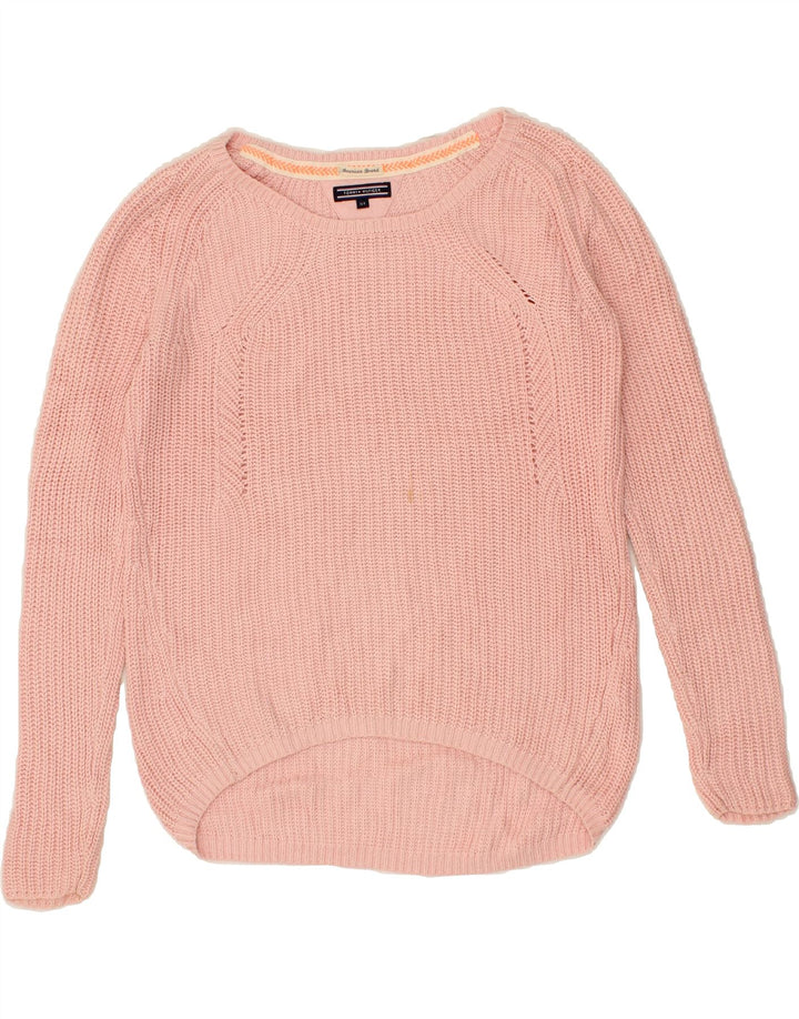TOMMY HILFIGER Girls Boat Neck Jumper Sweater 13-14 Years Pink Cotton Vintage Tommy Hilfiger and Second-Hand Tommy Hilfiger from Messina Hembry 