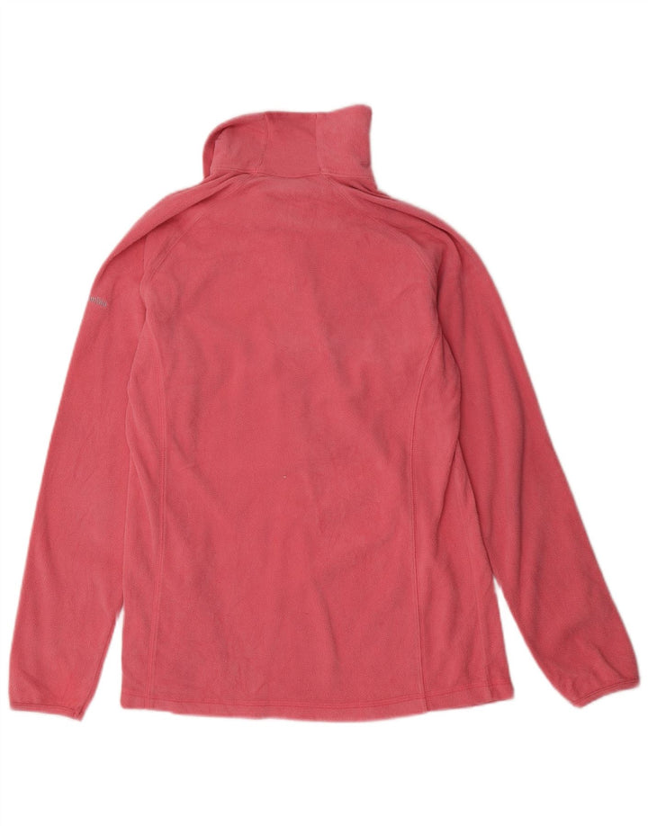 Suéter de lã feminino COLUMBIA com zíper e gola UK 12 poliéster rosa médio